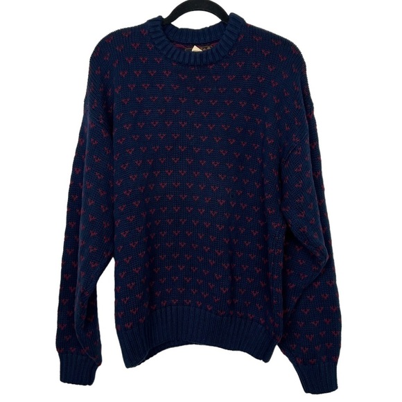 Eddie Bauer Vintage Indigo Blue Knit Sweater NWT Large - Picture 1 of 9